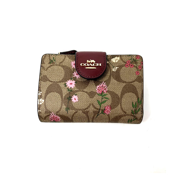 Coach Handbags - New Coach Medium Corner Zip Snap Wallet In Signature Canvas & Wildflower Print